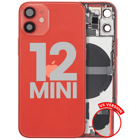 Back Housing W/ Small Parts For iPhone 12 Mini (US Version) (Used OEM Pull: Grade C) (Red)