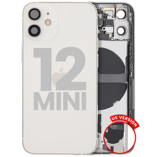 Back Housing W/ Small Parts For iPhone 12 Mini (US Version) (Used OEM Pull: Grade C) (White)
