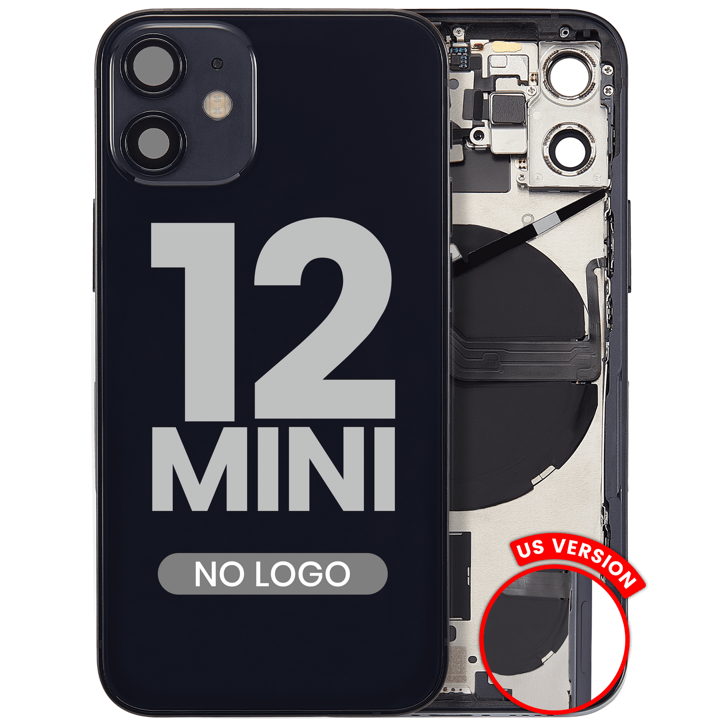 Back Housing W/ Small Parts For iPhone 12 Mini (US Version) (Aftermarket Plus) (Black)