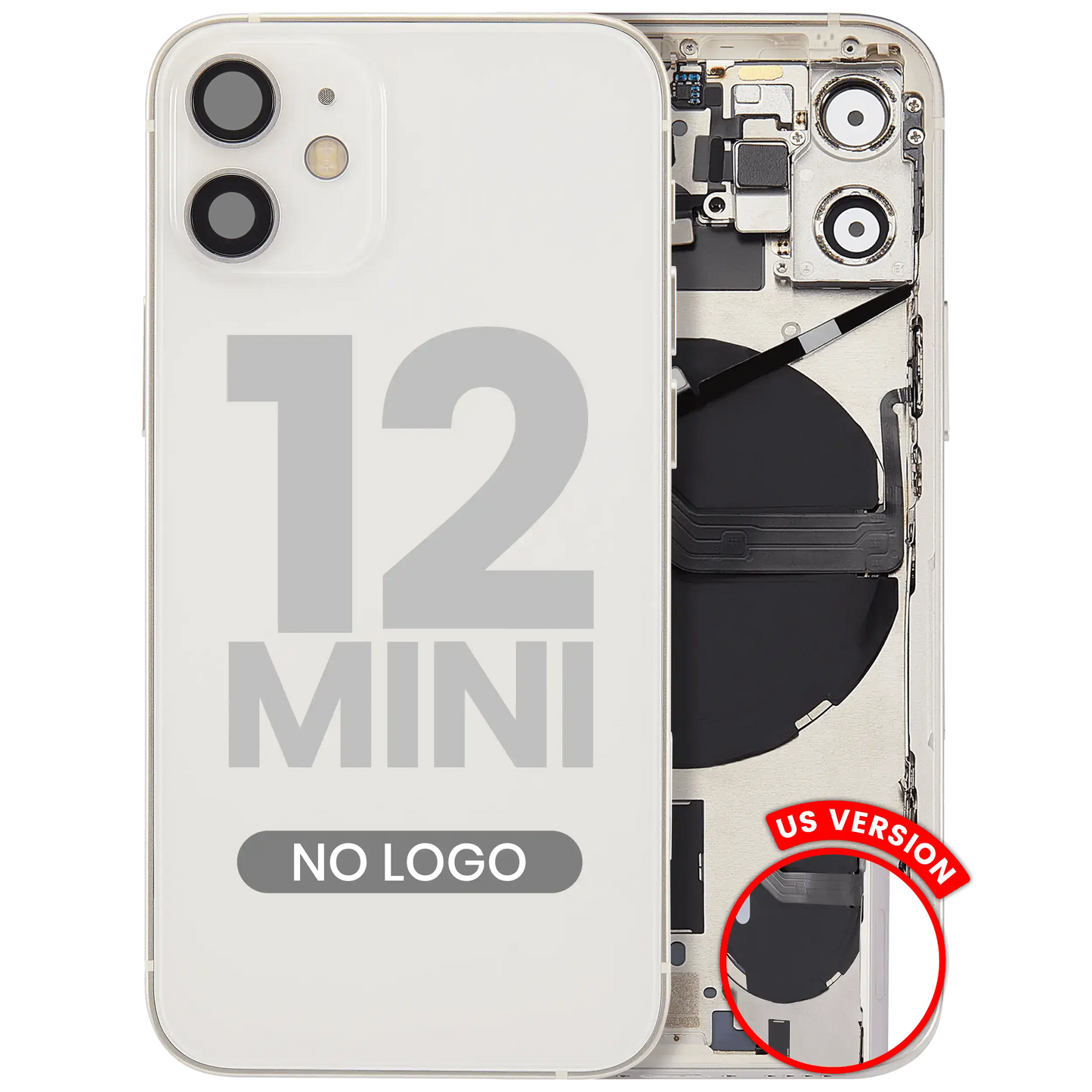Back Housing W/ Small Parts For iPhone 12 Mini (US Version) (Aftermarket Plus) (White)