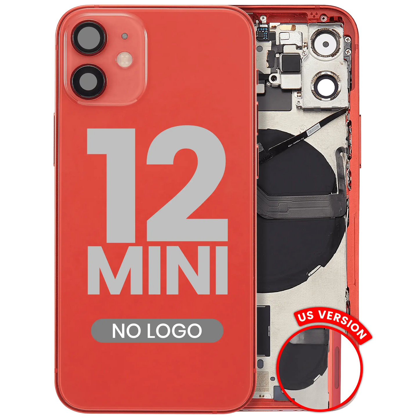 Back Housing W/ Small Parts For iPhone 12 Mini (US Version) (Aftermarket Plus) (Red)