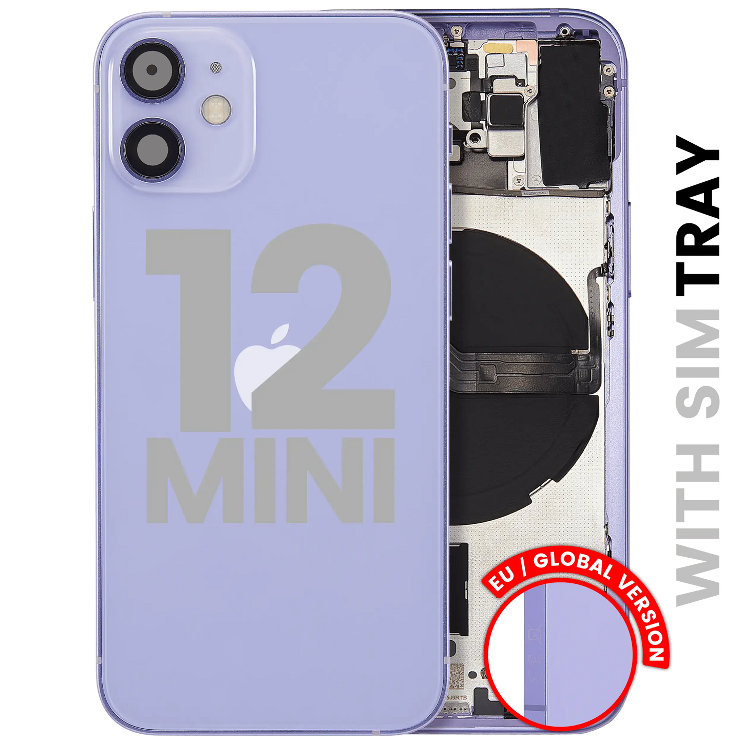 Back Housing W/ Small Parts For iPhone 12 Mini (EU / Global Version) (Used OEM Pull: Grade C) (Purple)