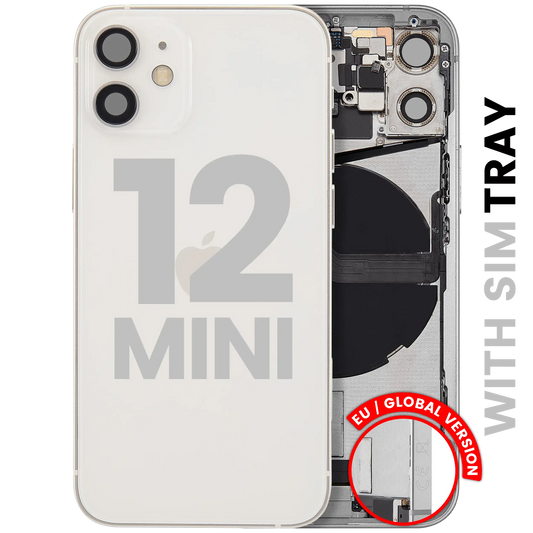 Back Housing W/ Charging Port Flex & Small Parts For iPhone 12 Mini (EU / Global Version) (Used OEM Pull: Grade A) (White)
