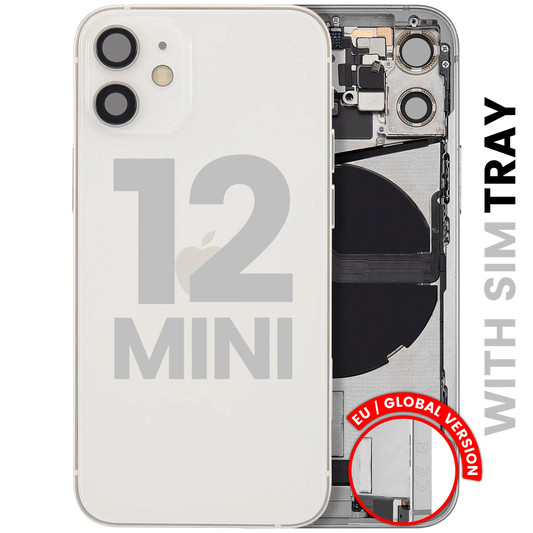 Back Housing W/ Charging Port Flex & Small Parts For iPhone 12 Mini (EU / Global Version) (Used OEM Pull: Grade B) (White)