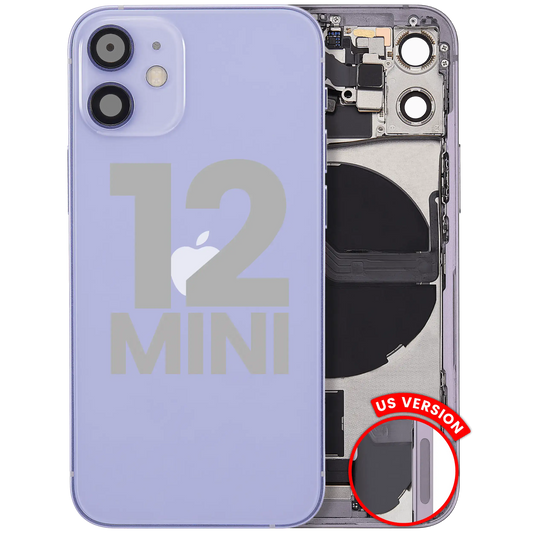 Back Housing W/ Charging Port Flex & Small Parts For iPhone 12 Mini (US Version) (Used OEM Pull: Grade A) (Purple)