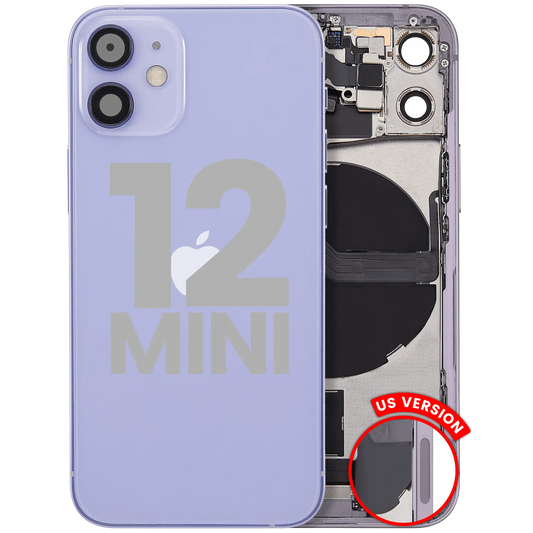 Back Housing W/ Charging Port Flex & Small Parts For iPhone 12 Mini (US Version) (Used OEM Pull: Grade C) (Purple)