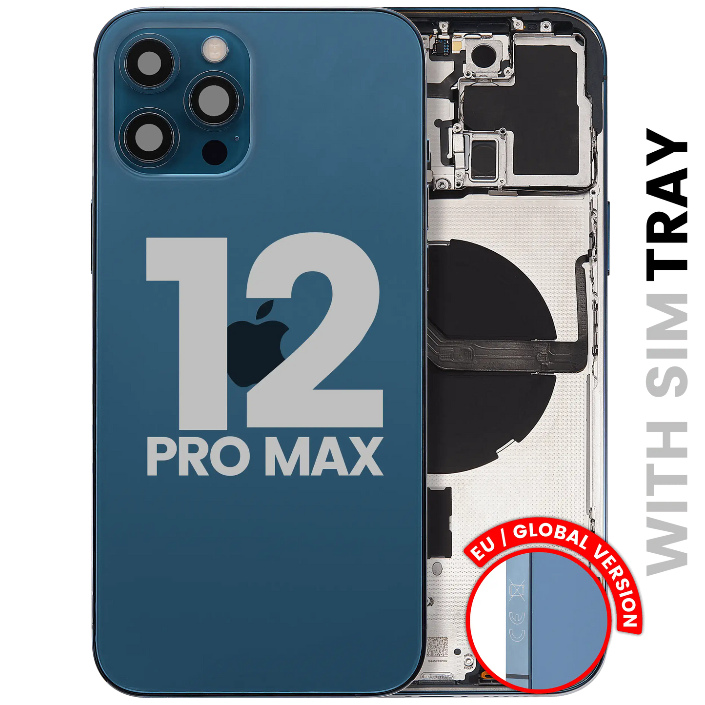 Back Housing W/ Small Parts For iPhone 12 Pro Max (EU / Global Version) (Used OEM Pull: Grade A) (Pacific Blue)