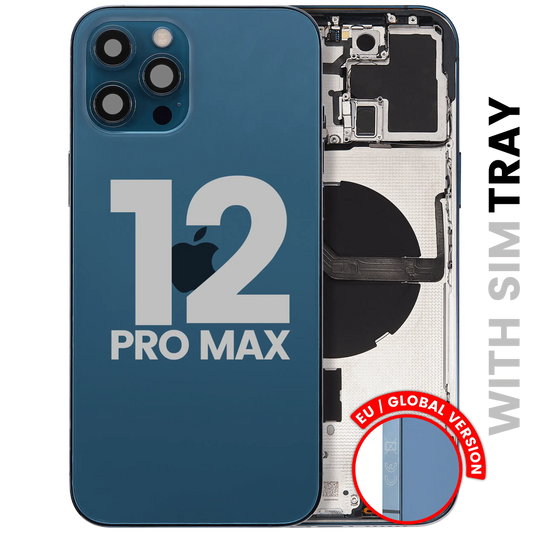 Back Housing W/ Small Parts For iPhone 12 Pro Max (EU / Global Version) (Used OEM Pull: Grade A) (Pacific Blue)