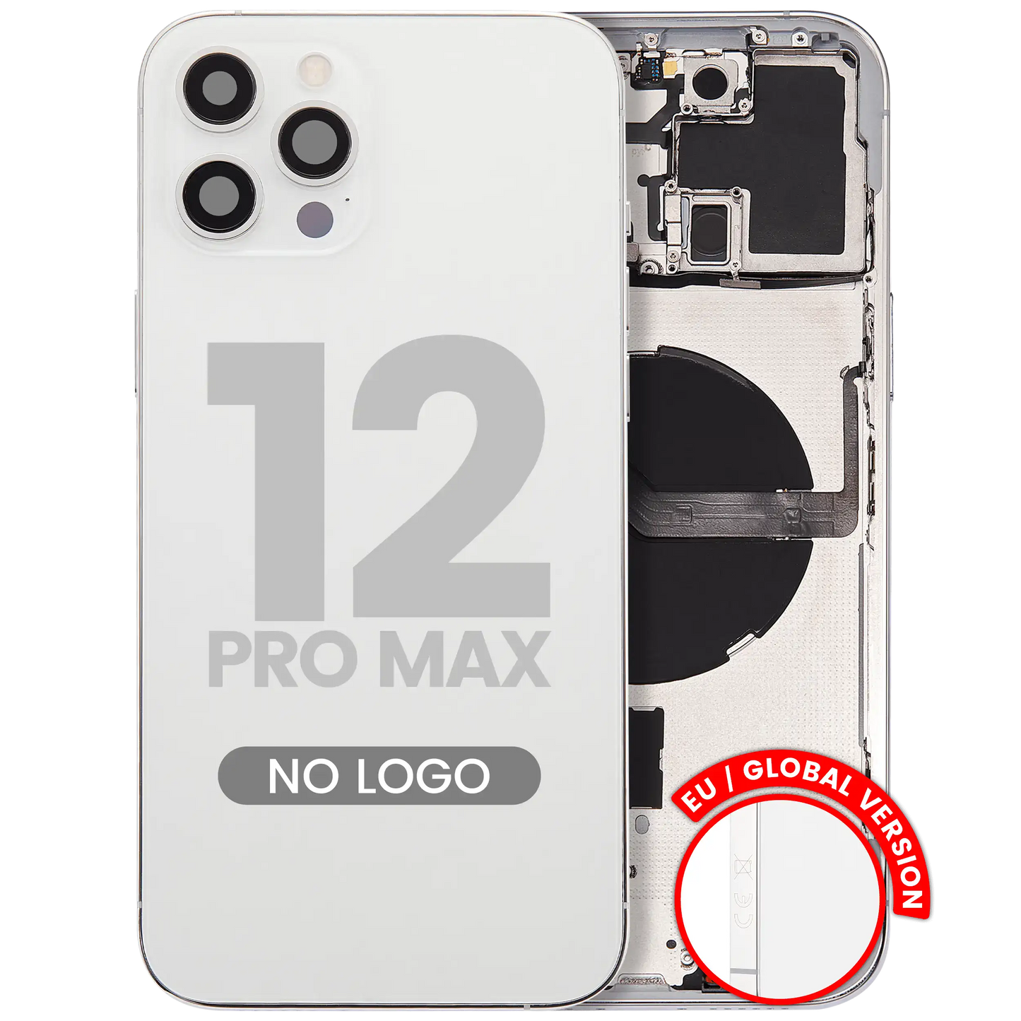 Back Housing W/ Small Parts For iPhone 12 Pro Max (EU / Global Version) (Aftermarket Plus) (Silver)
