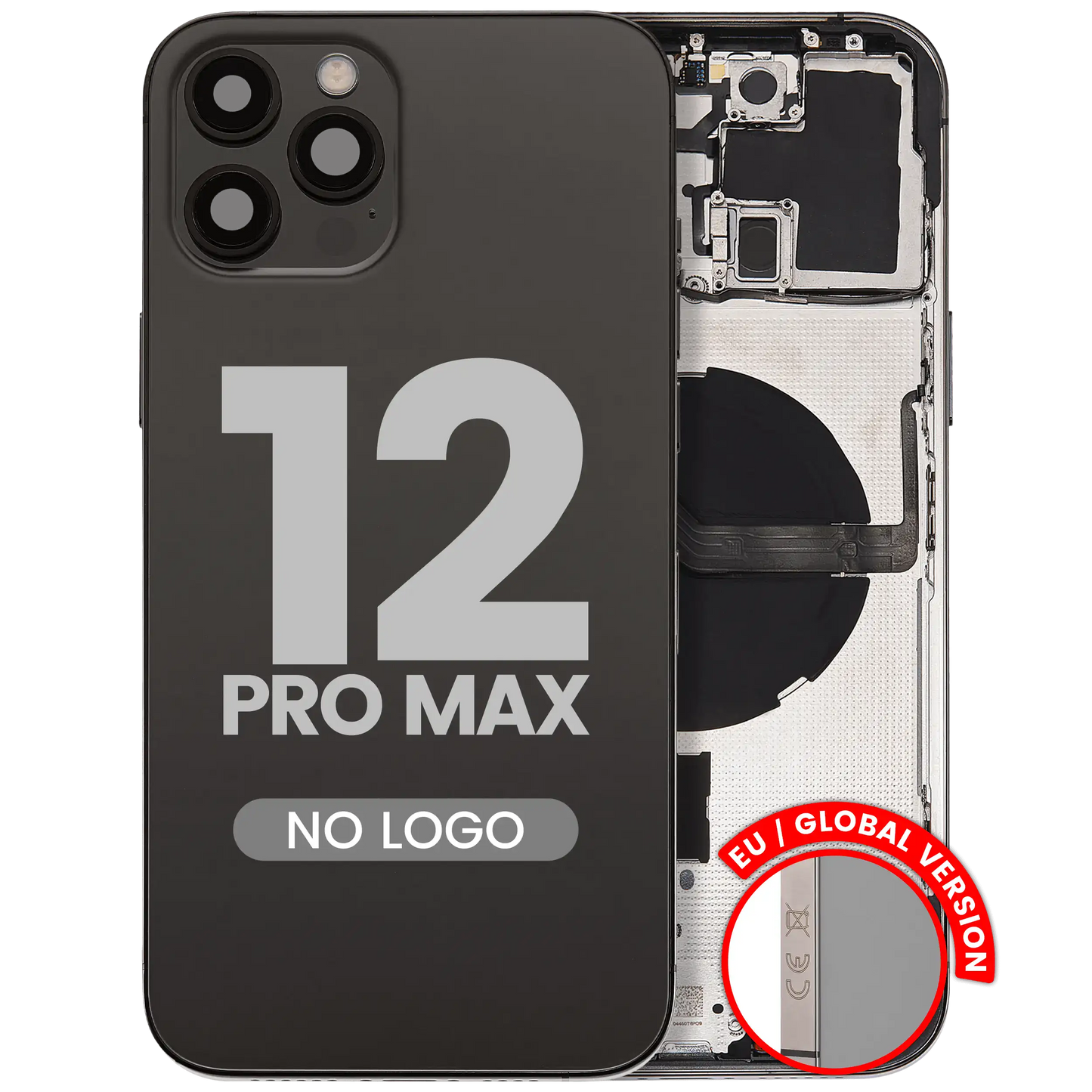 Back Housing W/ Small Parts For iPhone 12 Pro Max (EU / Global Version) (Aftermarket Plus) (Graphite)