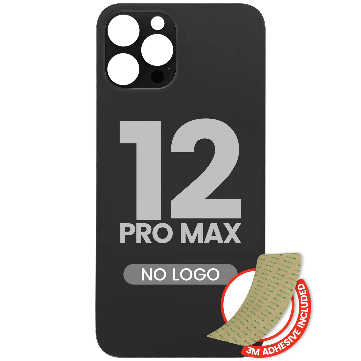 Back Glass With 3M Adhesive For iPhone 12 Pro Max (No Logo / Large Camera Hole) (Graphite)