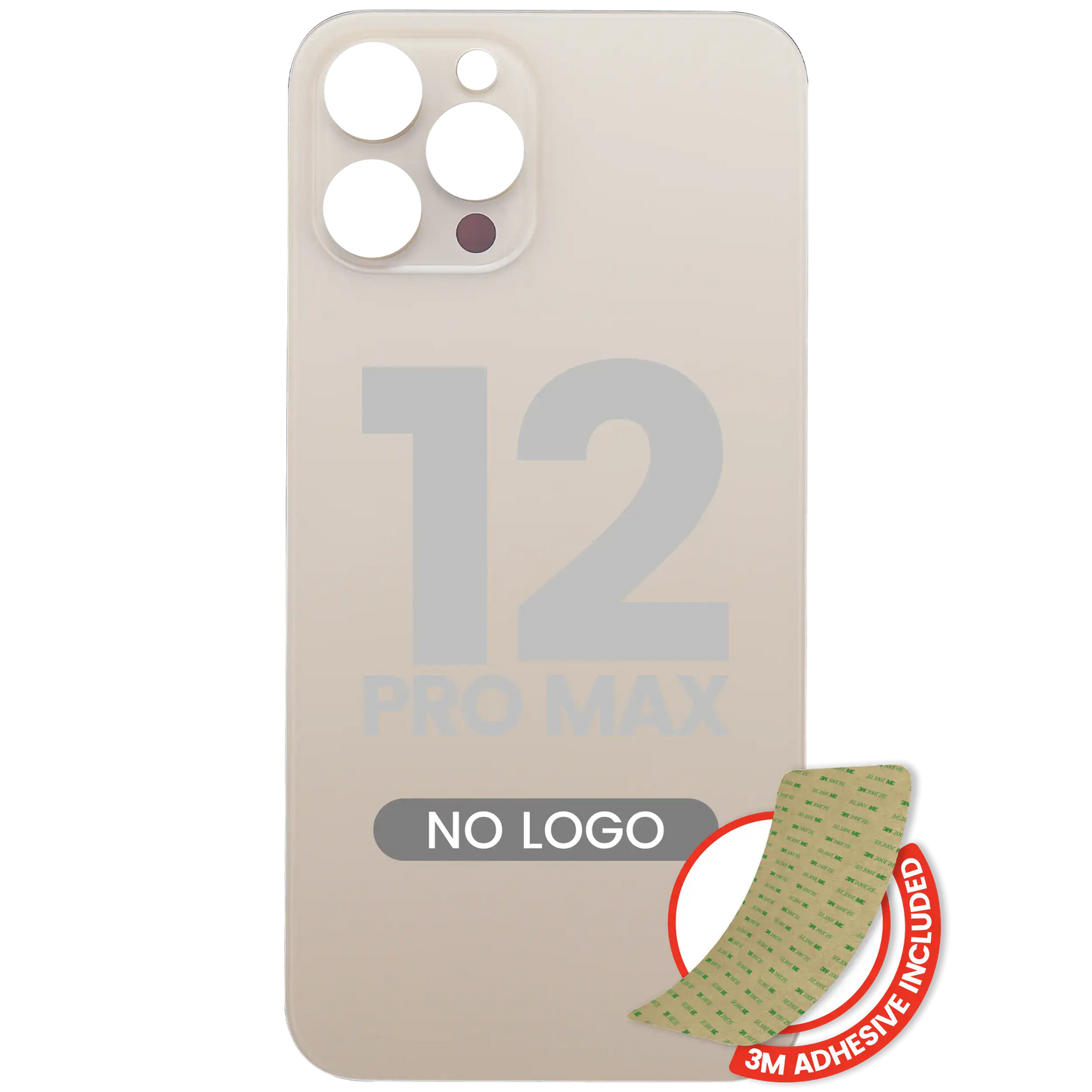Back Glass With 3M Adhesive For iPhone 12 Pro Max (No Logo / Large Camera Hole) (Gold)