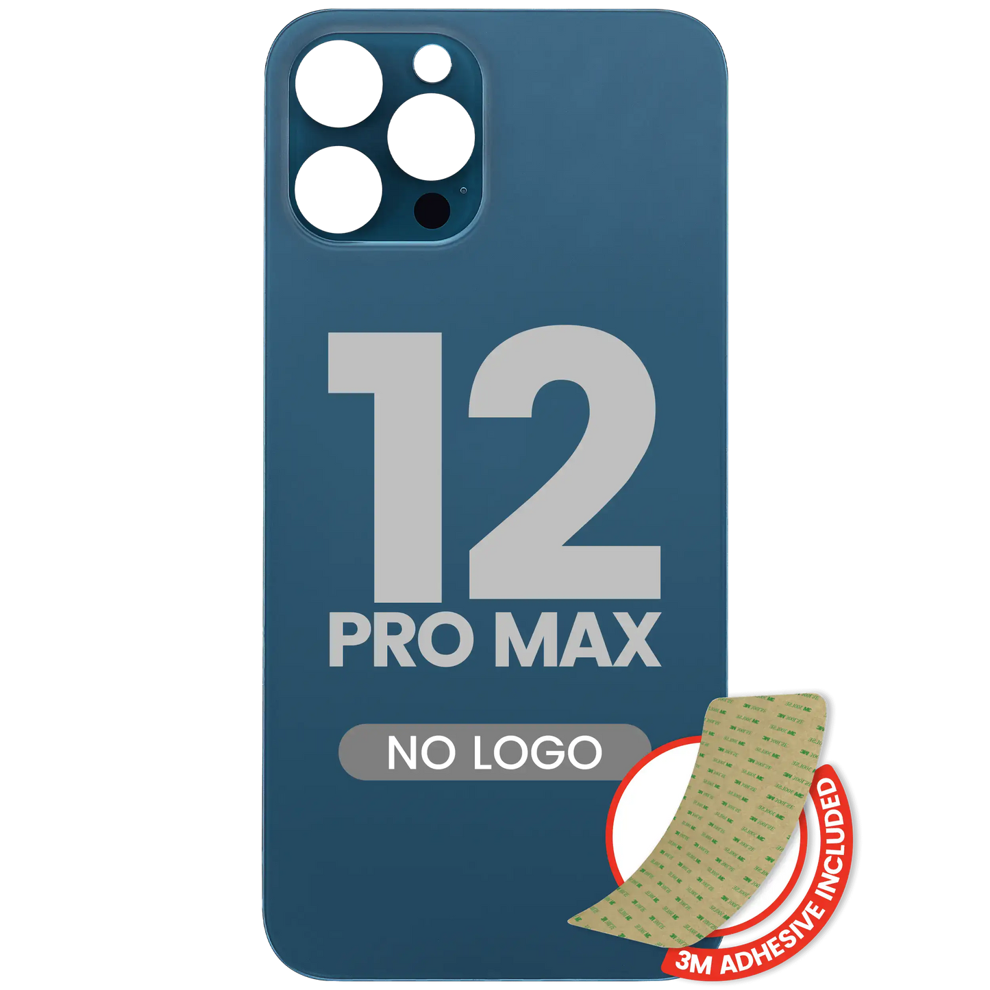 Back Glass With 3M Adhesive For iPhone 12 Pro Max (No Logo / Large Camera Hole) (Pacific Blue)