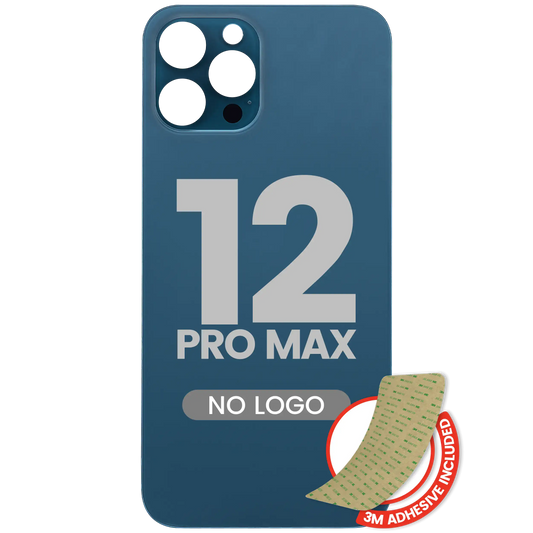 Back Glass With 3M Adhesive For iPhone 12 Pro Max (No Logo / Large Camera Hole) (Pacific Blue)
