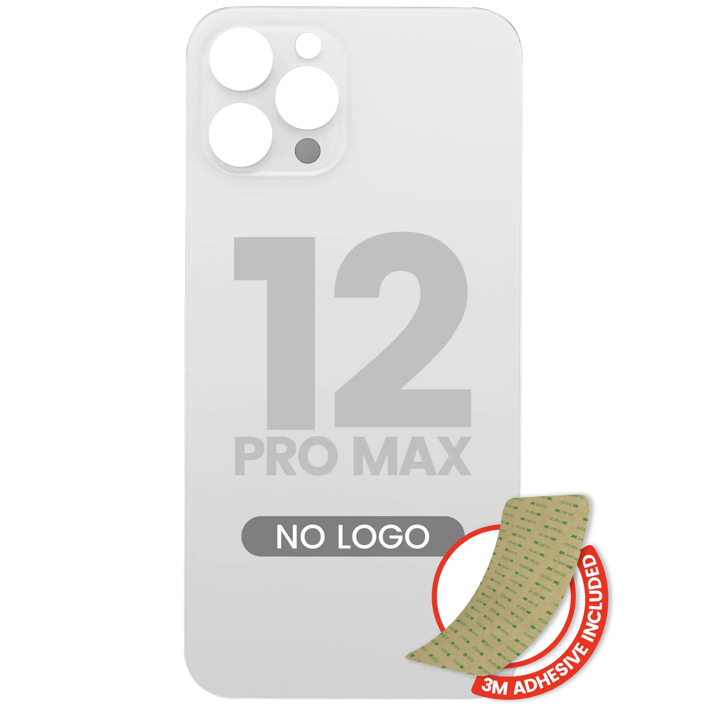 Back Glass With 3M Adhesive For iPhone 12 Pro Max (No Logo / Large Camera Hole) (Silver)