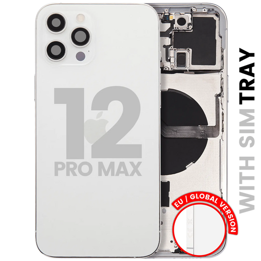 Back Housing W/ Small Parts For iPhone 12 Pro Max (EU / Global Version) (Used OEM Pull: Grade C) (Silver)