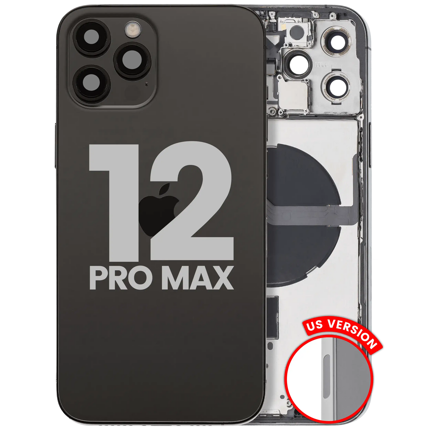 Back Housing W/ Small Parts For iPhone 12 Pro Max (US Version) (Used OEM Pull: Grade A) (Graphite)