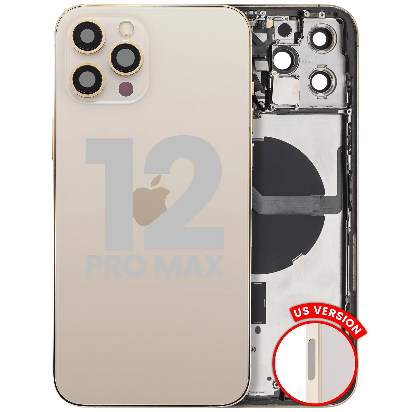 Back Housing W/ Small Parts For iPhone 12 Pro Max (US Version) (Used OEM Pull: Grade A) (Gold)