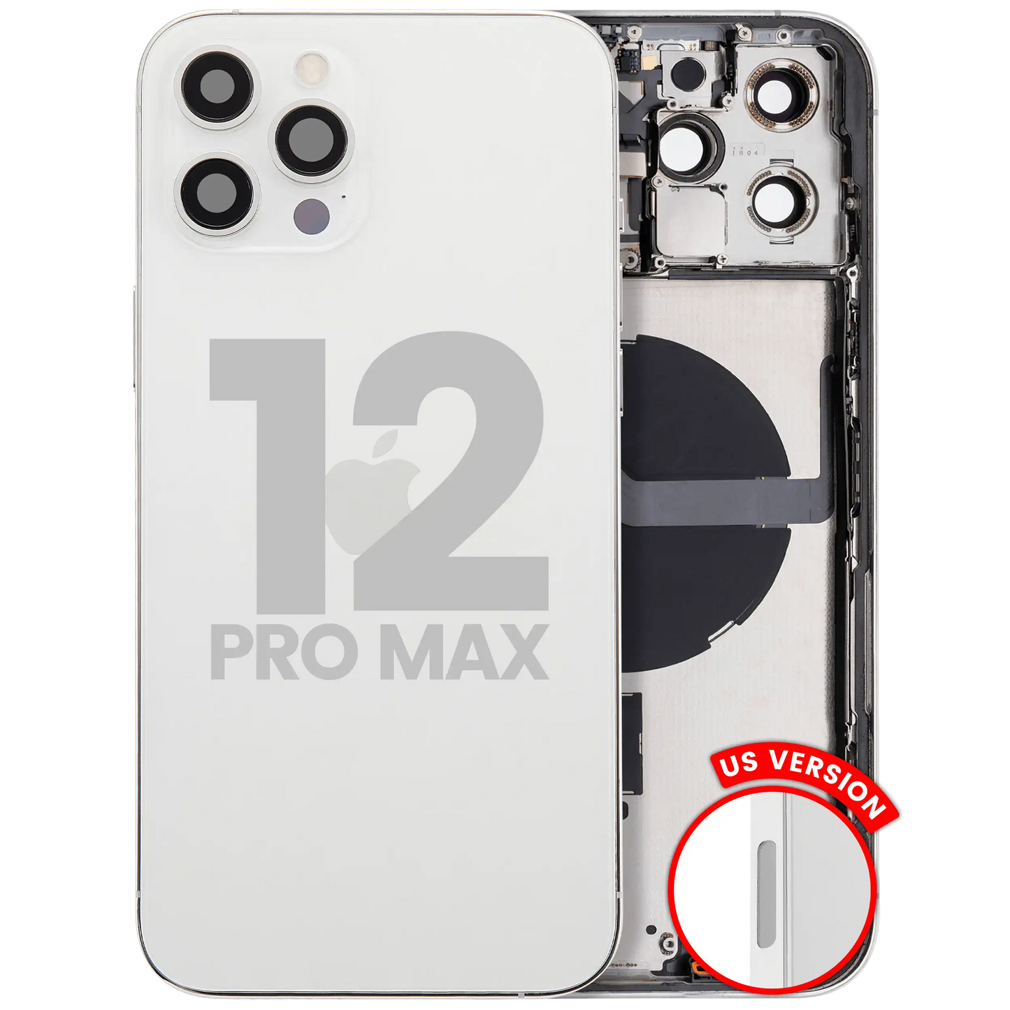 Back Housing W/ Small Parts For iPhone 12 Pro Max (US Version) (Used OEM Pull: Grade B) (Silver)
