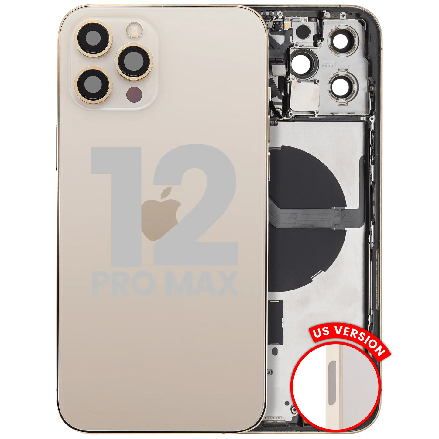 Back Housing W/ Small Parts For iPhone 12 Pro Max (US Version) (Used OEM Pull: Grade B) (Gold)
