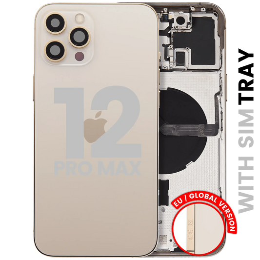 Back Housing W/ Small Parts For iPhone 12 Pro Max (EU / Global Version) (Used OEM Pull: Grade C) (Gold)