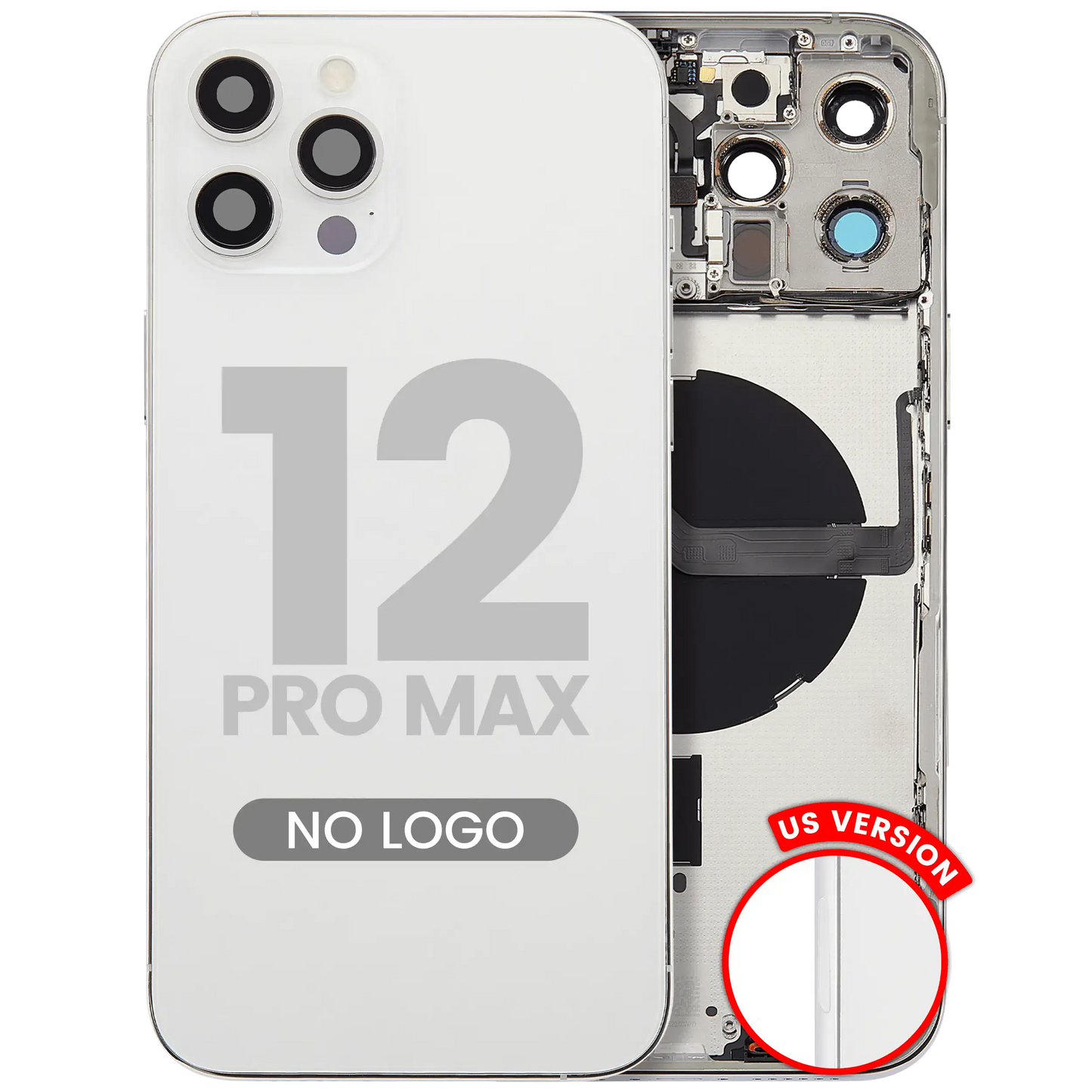 Back Housing W/ Small Parts For iPhone 12 Pro Max (US Version) (Aftermarket Plus) (Silver)
