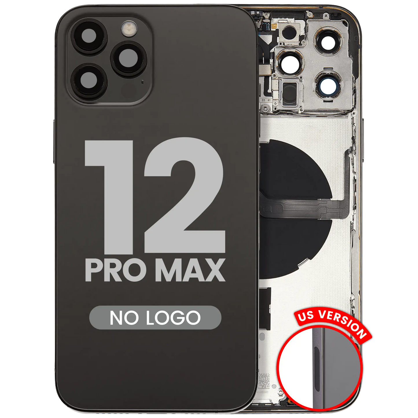 Back Housing W/ Small Parts For iPhone 12 Pro Max (US Version) (Aftermarket Plus) (Graphite)