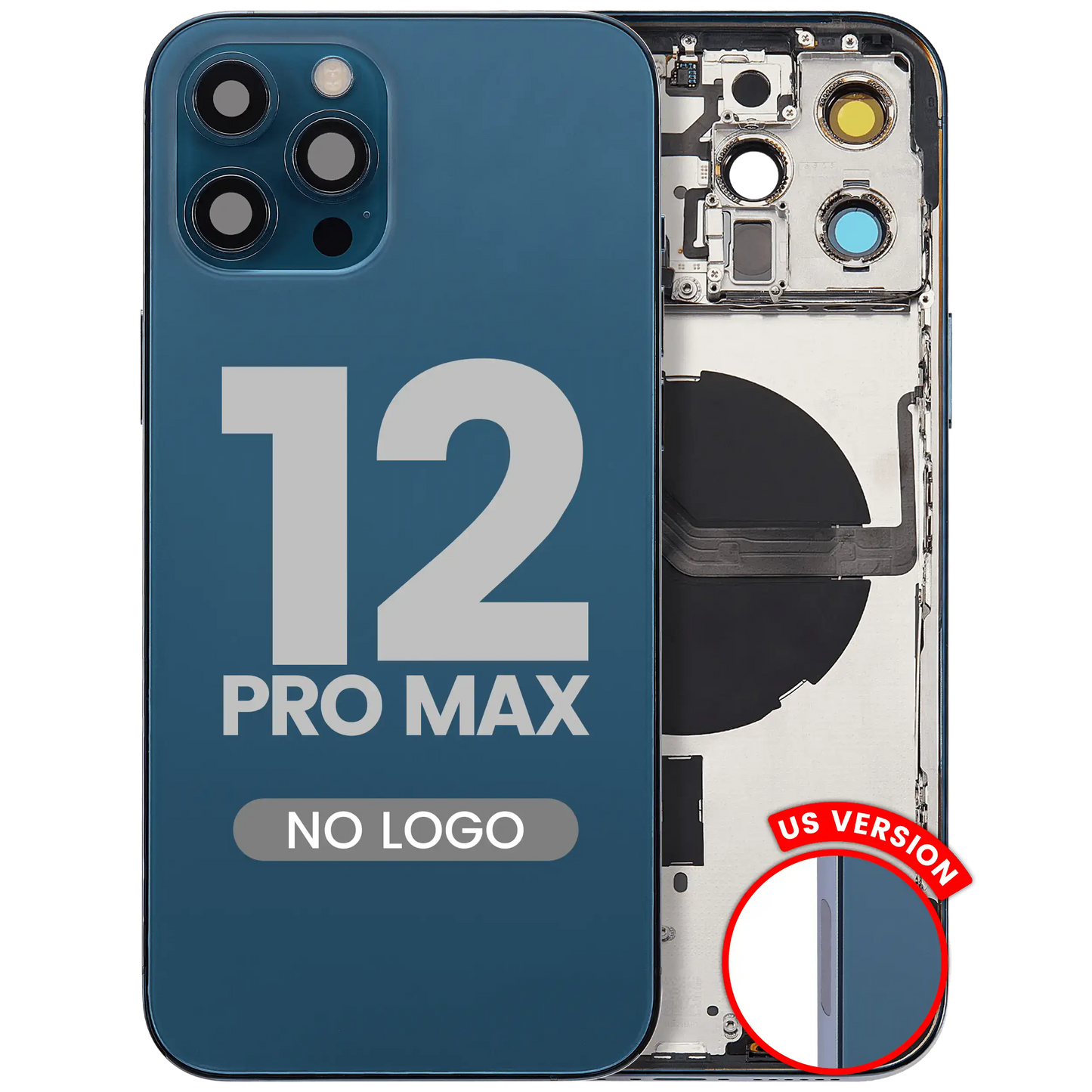Back Housing W/ Small Parts For iPhone 12 Pro Max (US Version) (Aftermarket Plus) (Pacific Blue)