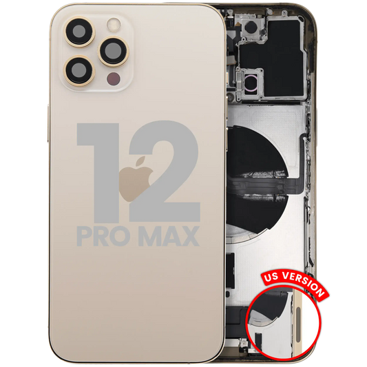 Back Housing W/ Charging Port Flex & Small Parts For iPhone 12 Pro Max (US Version) (Used OEM Pull: Grade B) (Gold)