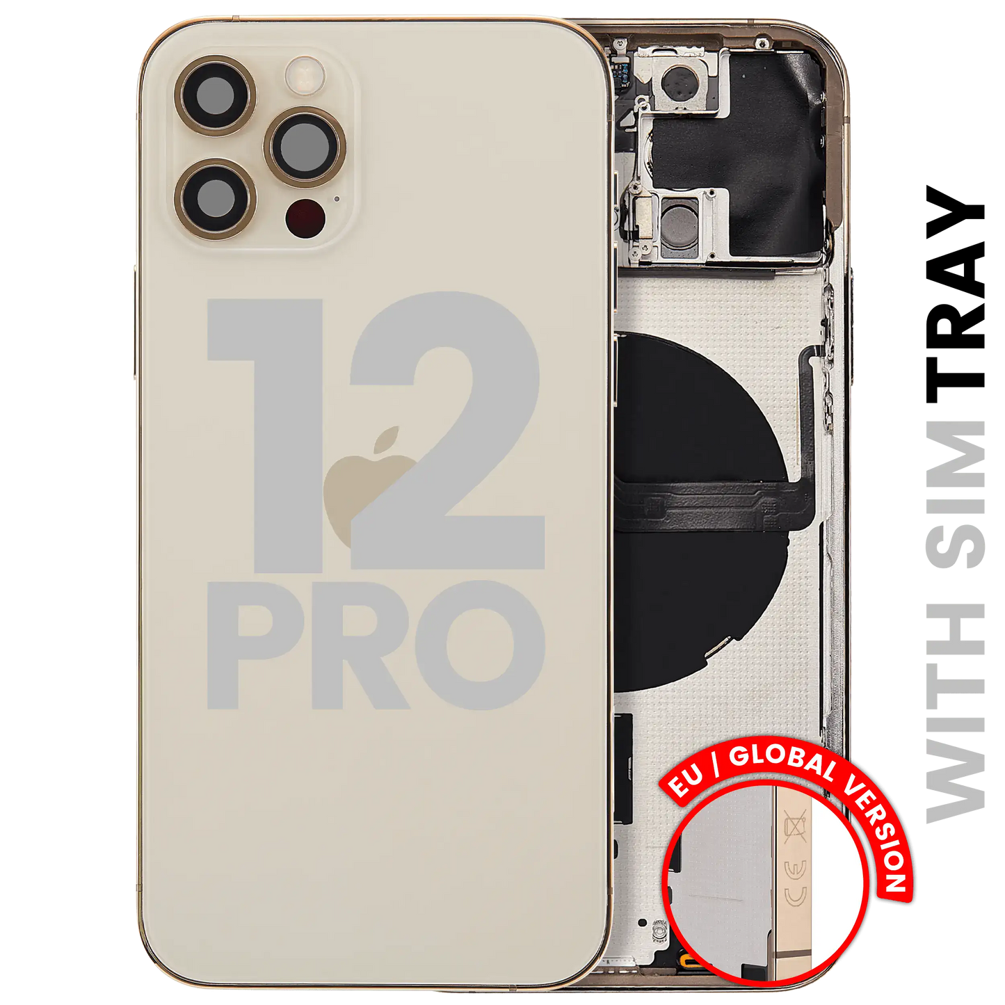 Back Housing W/ Small Parts For iPhone 12 Pro (EU / Global Version) (Used OEM Pull: Grade B) (Gold)