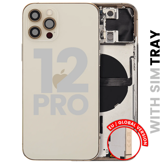 Back Housing W/ Small Parts For iPhone 12 Pro (EU / Global Version) (Used OEM Pull: Grade B) (Gold)