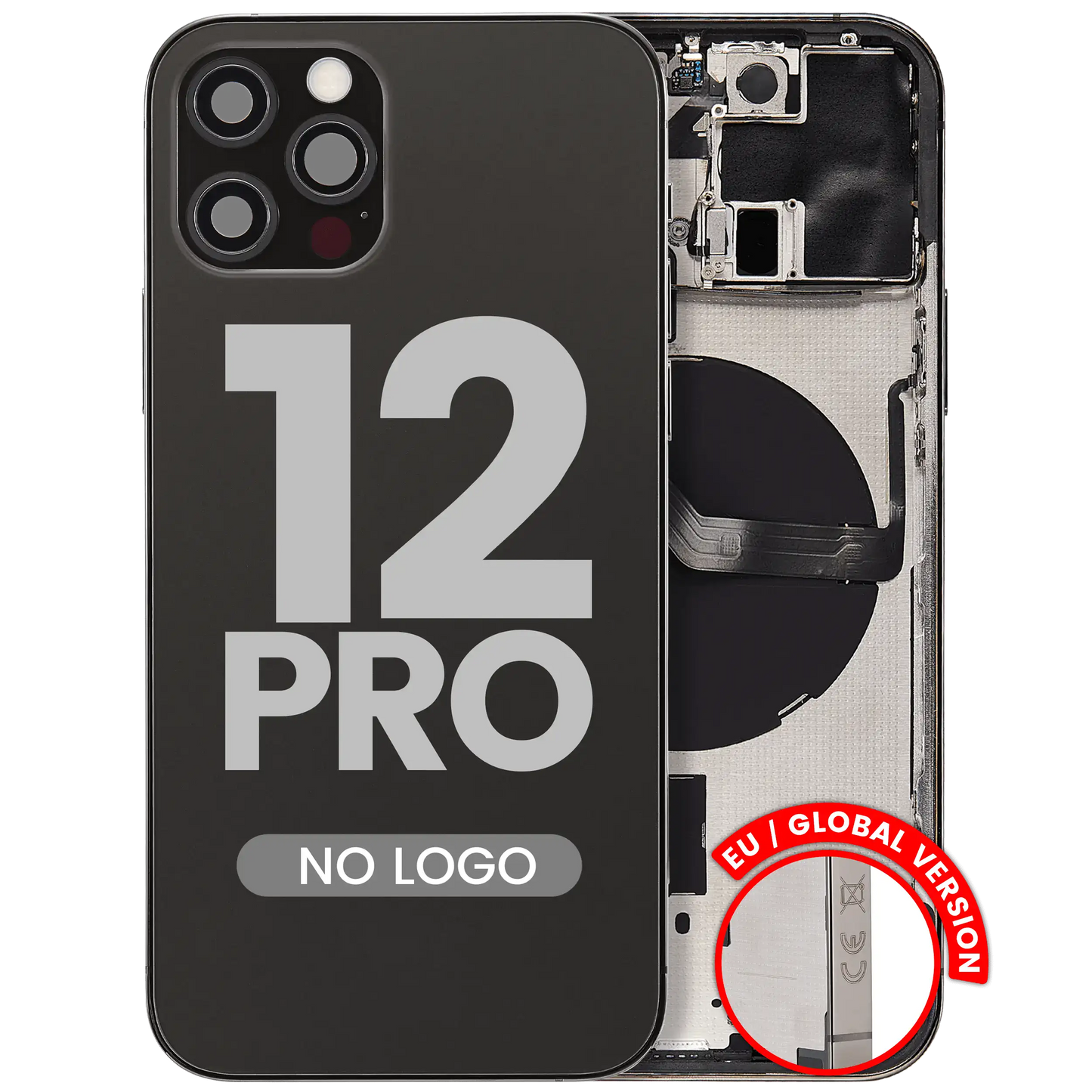 Back Housing W/ Small Parts For iPhone 12 Pro (EU / Global Version) (Aftermarket Plus) (Graphite)