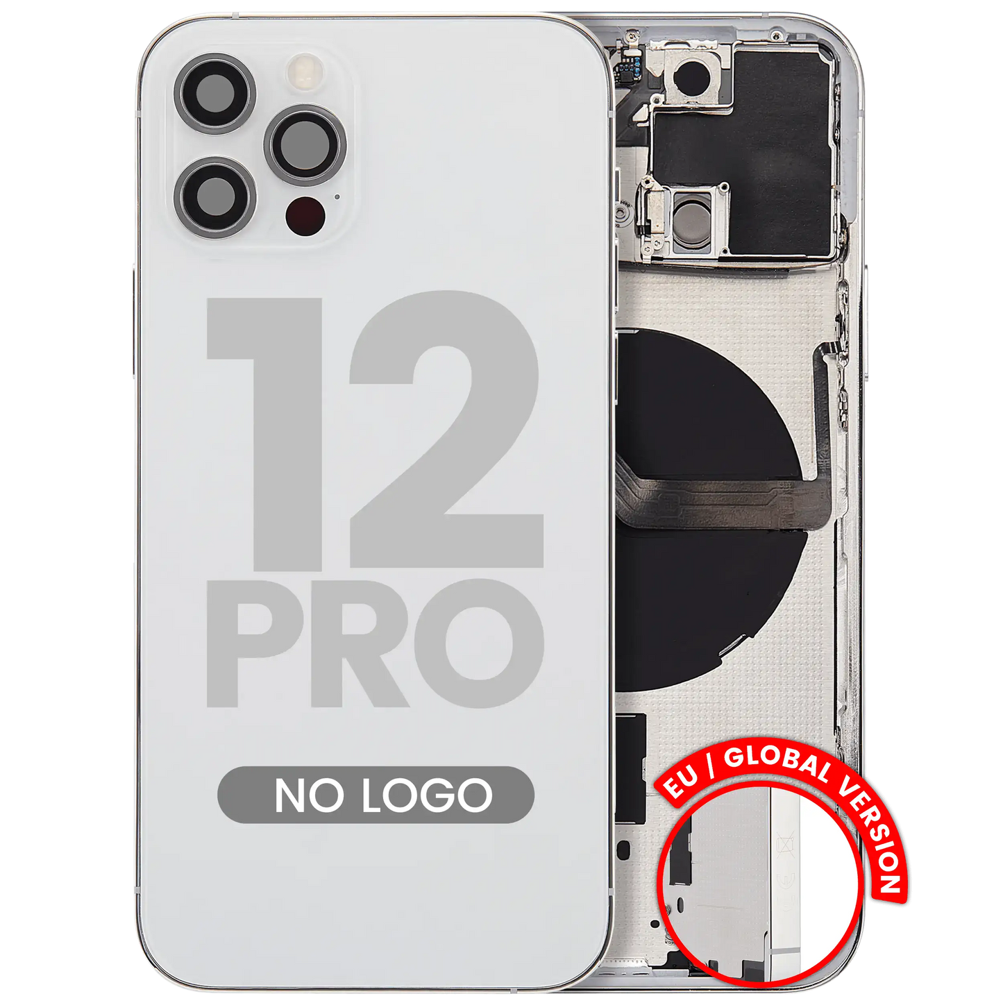 Back Housing W/ Small Parts For iPhone 12 Pro (EU / Global Version) (Aftermarket Plus) (Silver)