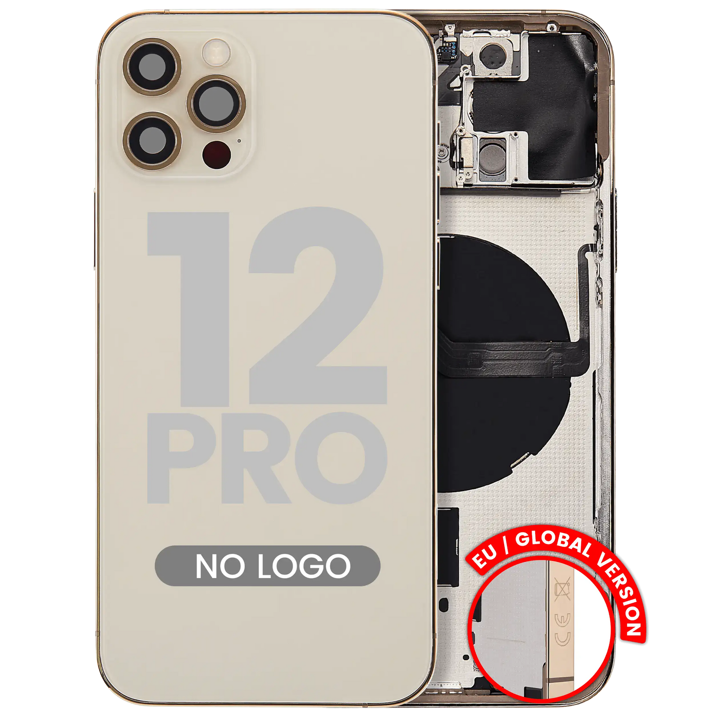 Back Housing W/ Small Parts For iPhone 12 Pro (EU / Global Version) (Aftermarket Plus) (Gold)