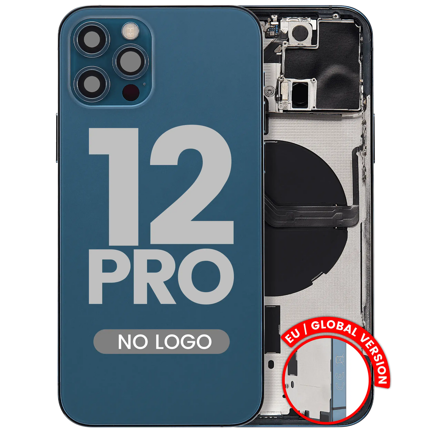 Back Housing W/ Small Parts For iPhone 12 Pro (EU / Global Version) (Aftermarket Plus) (Pacific Blue)