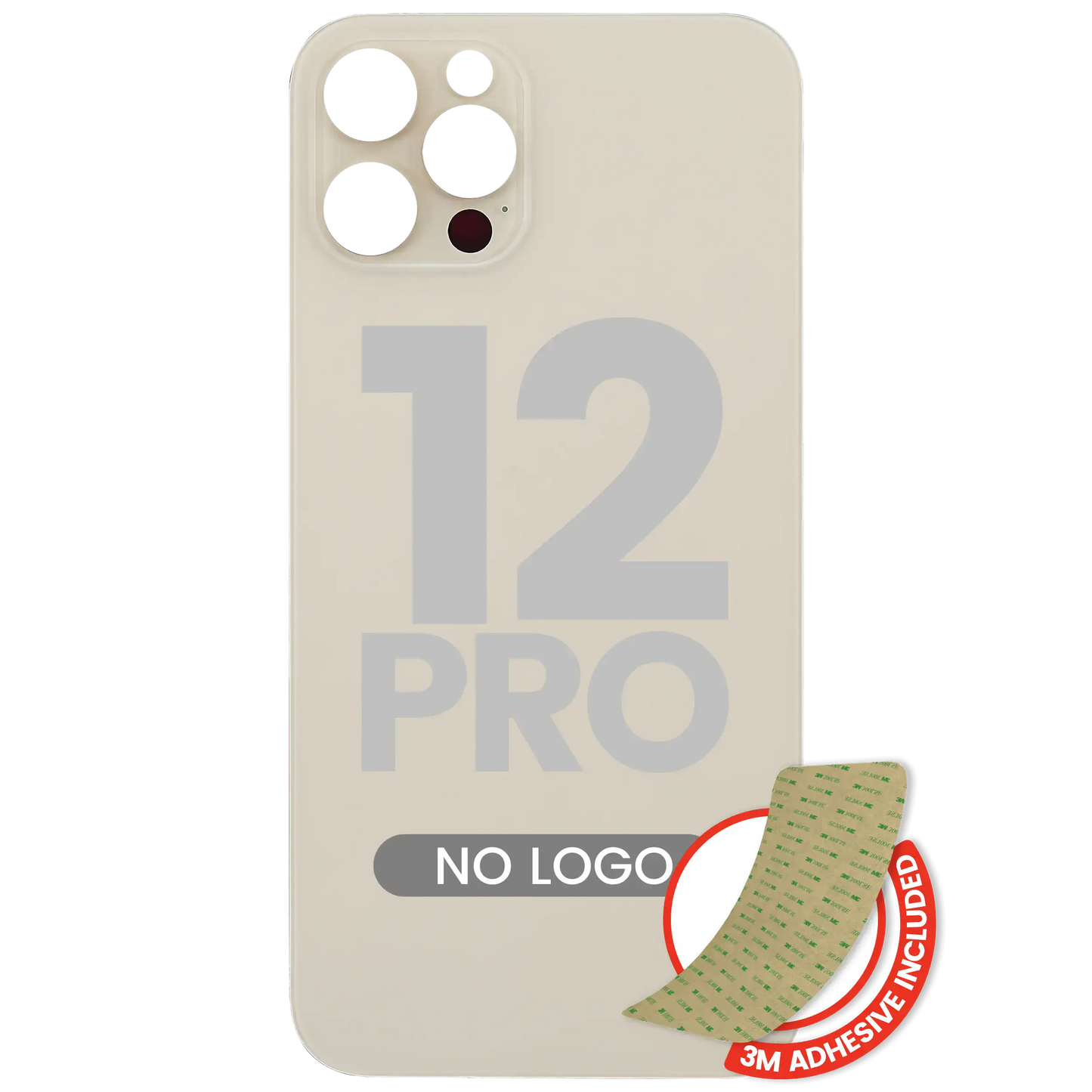 Back Glass With 3M Adhesive For iPhone 12 Pro (No Logo / Large Camera Hole) (Gold)