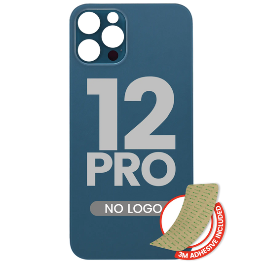 Back Glass With 3M Adhesive For iPhone 12 Pro (No Logo / Large Camera Hole) (Pacific Blue)