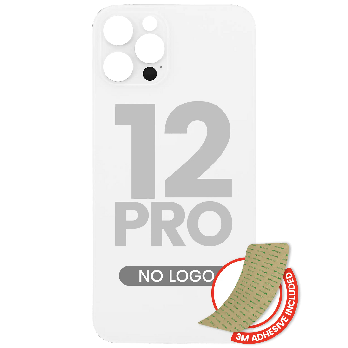 Back Glass With 3M Adhesive For iPhone 12 Pro (No Logo / Large Camera Hole) (Silver)
