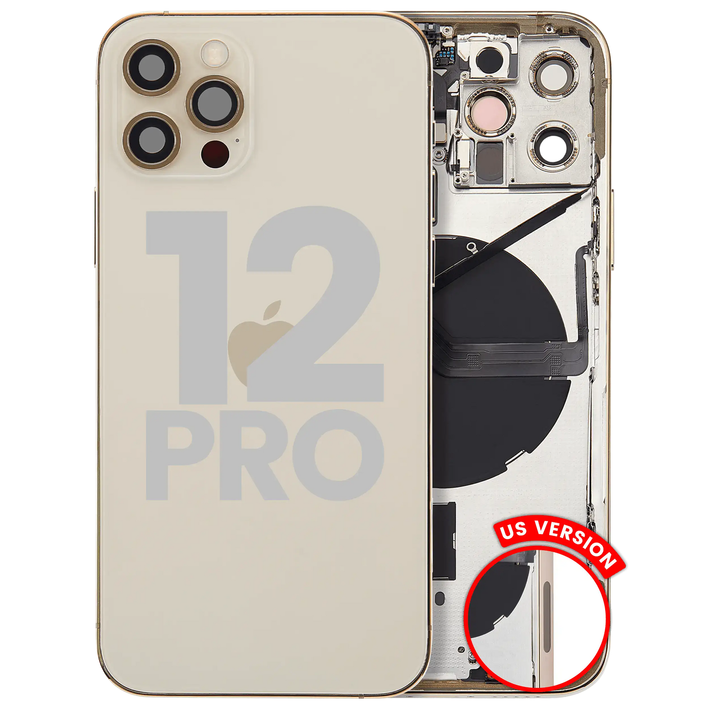 Back Housing W/ Small Parts For iPhone 12 Pro (US Version) (Used OEM Pull: Grade A) (Gold)