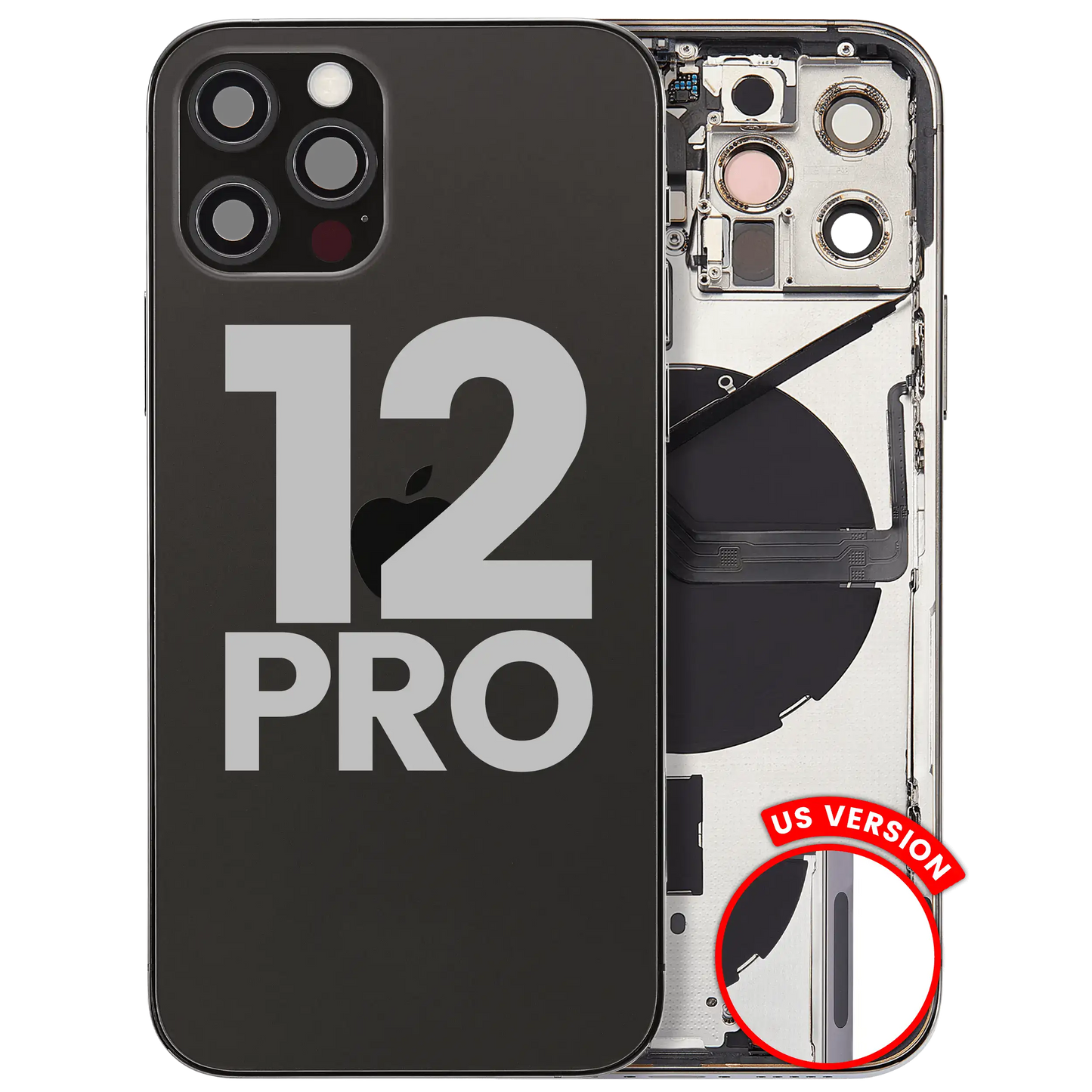 Back Housing W/ Small Parts For iPhone 12 Pro (US Version) (Used OEM Pull: Grade B) (Graphite)