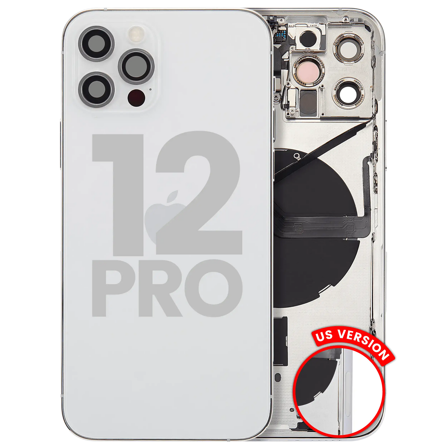 Back Housing W/ Small Parts For iPhone 12 Pro (US Version) (Used OEM Pull: Grade B) (Silver)