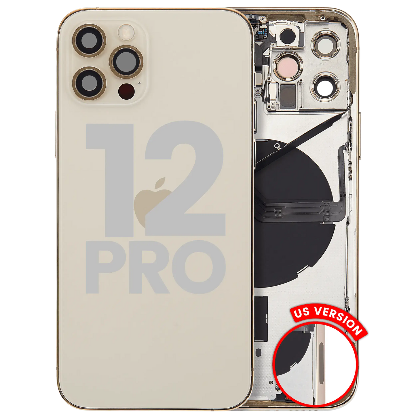 Back Housing W/ Small Parts For iPhone 12 Pro (US Version) (Used OEM Pull: Grade B) (Gold)