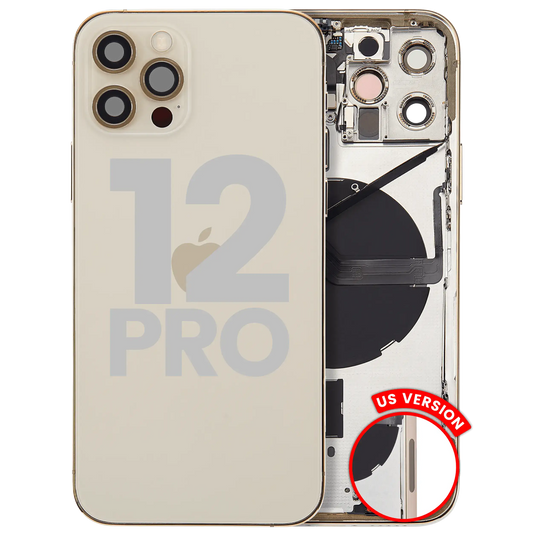 Back Housing W/ Small Parts For iPhone 12 Pro (US Version) (Used OEM Pull: Grade B) (Gold)