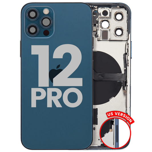 Back Housing W/ Small Parts For iPhone 12 Pro (US Version) (Used OEM Pull: Grade B) (Pacific Blue)