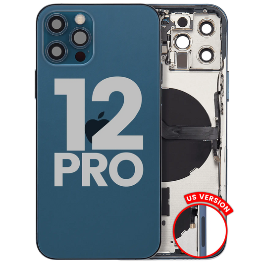 Back Housing W/ Small Parts For iPhone 12 Pro (US Version) (Used OEM Pull: Grade C) (Pacific Blue)