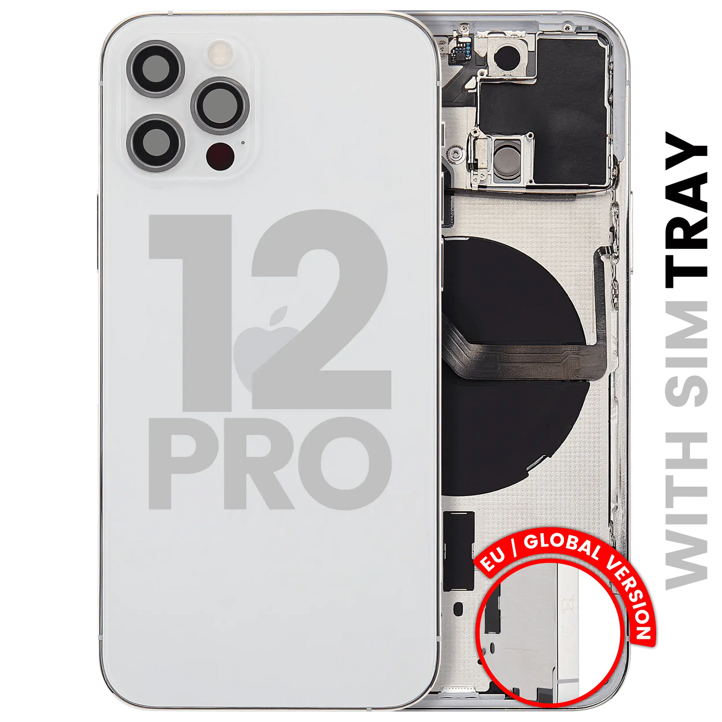 Back Housing W/ Small Parts For iPhone 12 Pro (EU / Global Version) (Used OEM Pull: Grade C) (Silver)