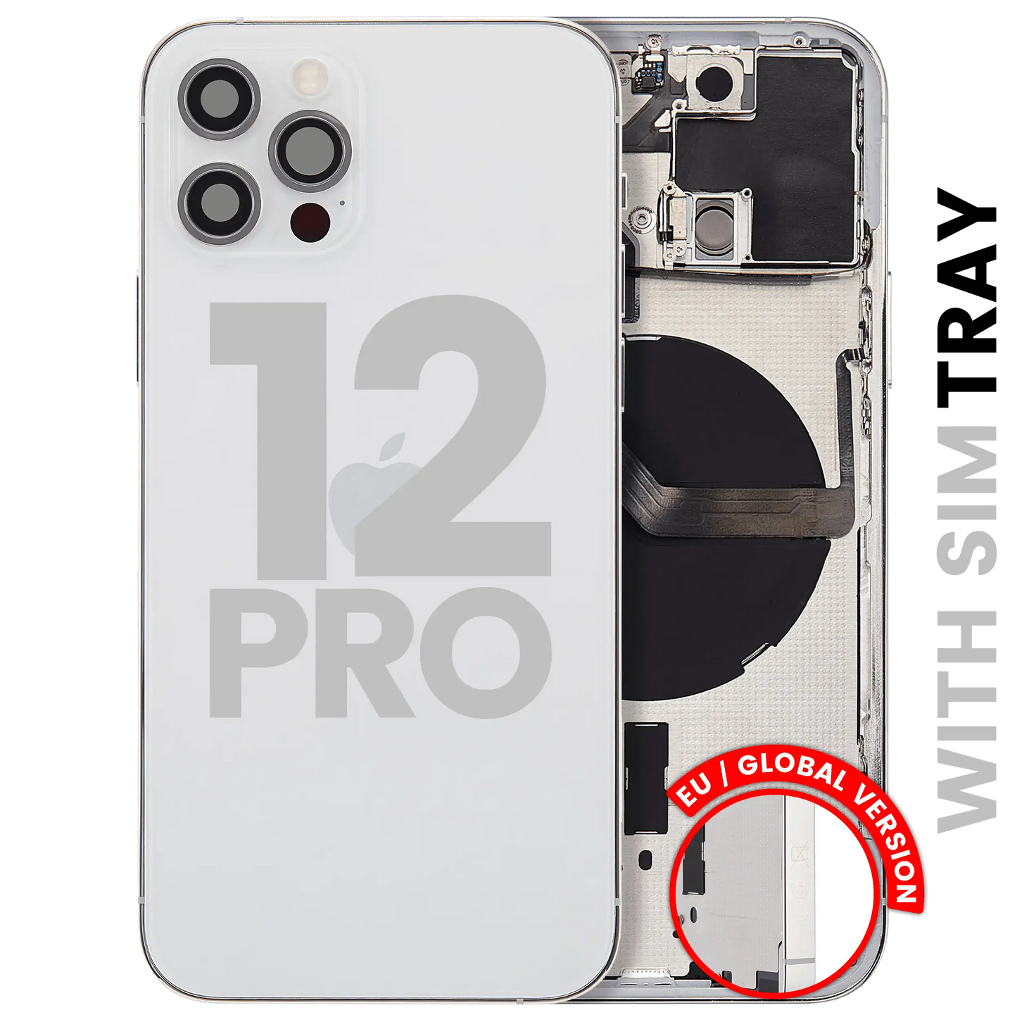 Back Housing W/ Small Parts For iPhone 12 Pro (EU / Global Version) (Used OEM Pull: Grade B) (Silver)