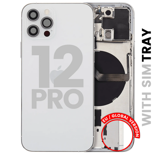 Back Housing W/ Small Parts For iPhone 12 Pro (EU / Global Version) (Used OEM Pull: Grade B) (Silver)