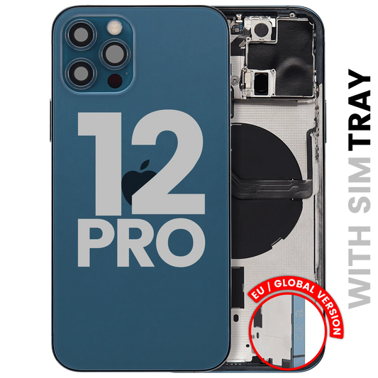 Back Housing W/ Small Parts For iPhone 12 Pro (EU / Global Version) (Used OEM Pull: Grade C) (Pacific Blue)