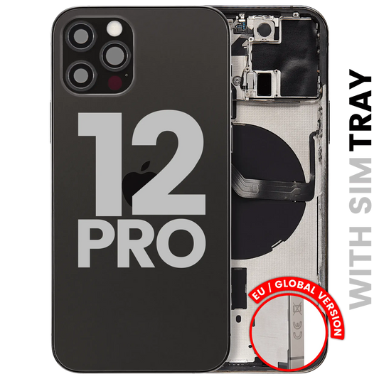 Back Housing W/ Small Parts For iPhone 12 Pro (EU / Global Version) (Used OEM Pull: Grade C) (Graphite)